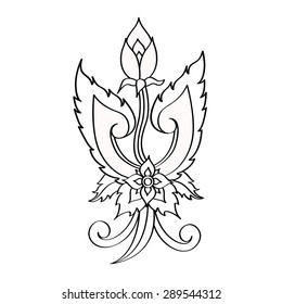 Lotus with art of line Thai, vector illustration