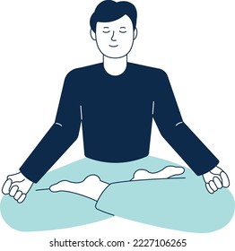 Lotus asana icon. Man sit in yoga pose