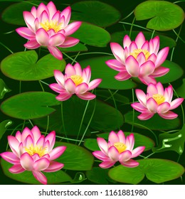 Lotus. Background Pattern Texture from Lotus Flowers. - stock vector