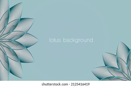 Lotus Banner Template, Flower of Life. Sacred Geometry. Indian Symbol of Harmony and Balance. Sign of purity. Chakra Yoga design vector isolated on light blue background