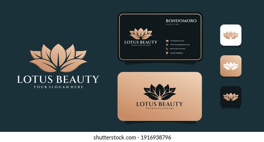 Lotus beauty flower salon logo design and business card. Logo can be used for icon, brand, identity, spa, decoration, and business company