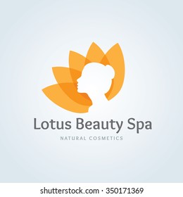 Lotus Beauty Spa, Natural Cosmetics Woman Logo template