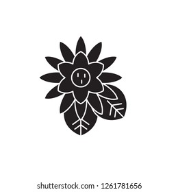 Lotus black vector concept icon. Lotus flat illustration, sign