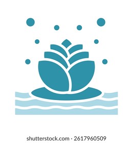 Lotus Bloom dual tone color, mini illustration icon, related to relaxation, spa, wellness and more. Vector EPS 10 for modern concept, print, UI, UX kit, web and app development