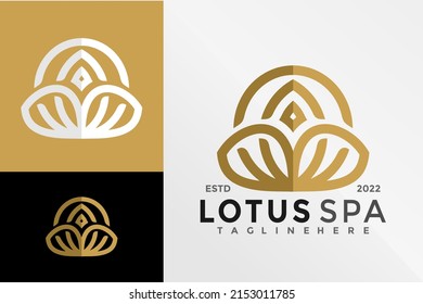 Lotus Bloom Spa Logo Design Vector illustration template