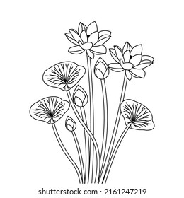 lotus blooming petal with leaf coloring page for kids educational element illustration