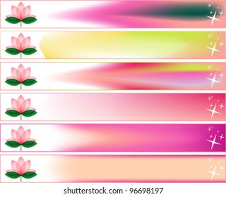 Lotus blossom Banner Set with Stars in Sizes: 728 x 90.