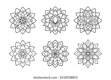 Lotus Blossom Mandala Bundle, Vector Illustration, Clipart