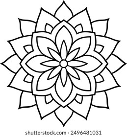 Lotus Blossom Mandala vector.
Lotus Blossom Mandala line art