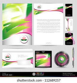 Lotus blossom vector template business set. Design elements.