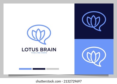 lotus brain line art simple logo design