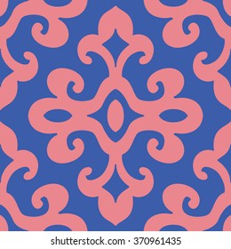 Lotus bud damask pattern seamless vector background tile
