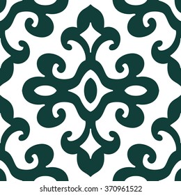 Lotus bud damask pattern seamless vector background tile
