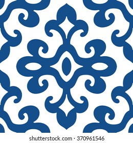 Lotus bud damask pattern seamless vector background tile
