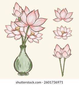 lotus for Buddha element vector drawing