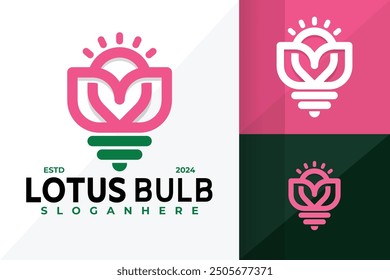 Lotus Bulb Logo design vector symbol icon illustration