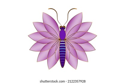 lotus butterfly logo Slogan with colorful Butterfly purple flower template. Vector Design for Fashion, Poster and Card Prints, isolated on white background 