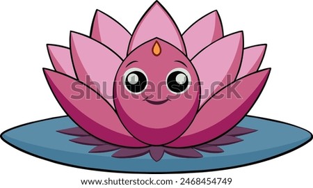 Lotus cartoon style vector art illsutration