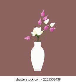 Lotus in ceramic vase. Zen. Minimalism.