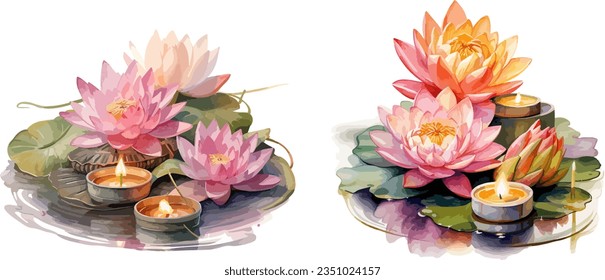 Lotus clipart, isolated vector illustration.