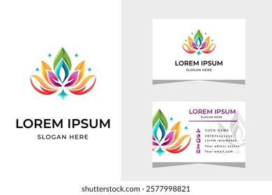 lotus colorful logo with business card template
