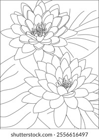 Lotus coloring page flower vector