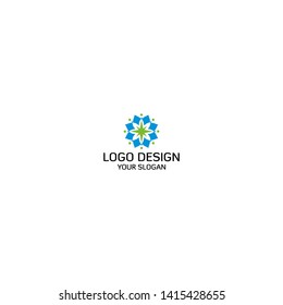 lotus compass Logo Design Vector