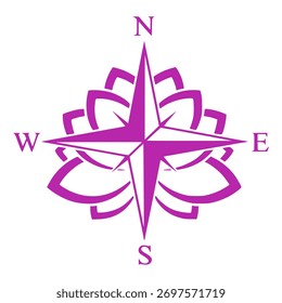 Lotus Compass Rose auf Lila