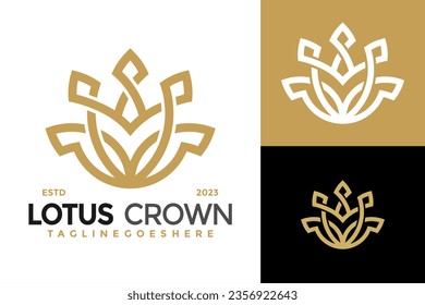 Logo de Lotus Crown Nature Leaf diseño símbolo vector