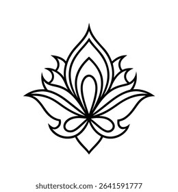 Lotus damask vector line art