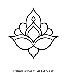 Lotus damask vector line art