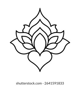 Lotus damask vector line art