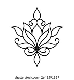 Lotus damask vector line art