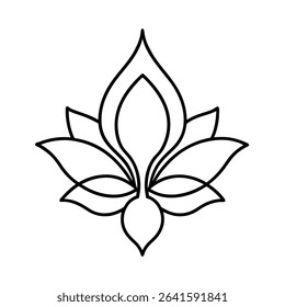 Lotus damask vector line art