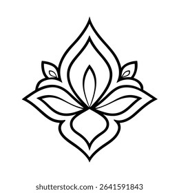 Lotus damask vector line art