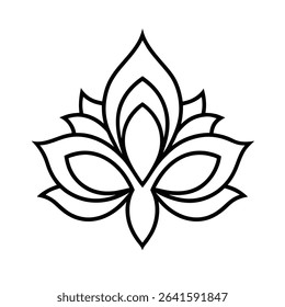Lotus damask vector line art