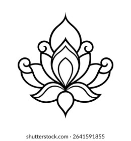 Lotus damask vector line art