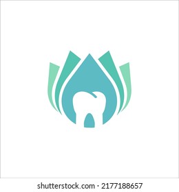 lotus with dental logo design vector sign
