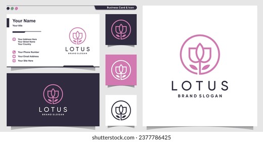 Lotus design element icon vector with business card concept