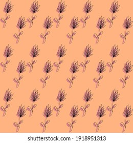 Lotus doodle seamless repeated pattern. Light orange background. Fit for your book cover, campaign, banner, poster, catalog, nature product pack, etc.