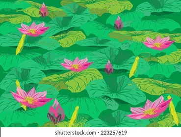 Lotus drawing for background,abstract lotus symbols.beautiful pink lotus flower, isolated on white background. Stylish floral spring wallpaper. Greeting or invitation card. Vector illustration 