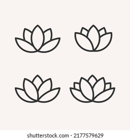 Lotus emblem. Modern linear design sign. Modern abstract linear shape and trendy decor elements.