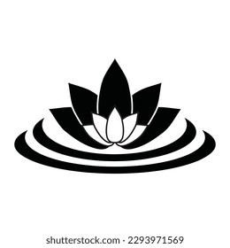 emblema de Lotus. Signo de diseño lineal moderno. Forma lineal abstracta moderna y elementos decorativos de moda.
