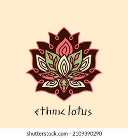 lotus in ethnic style. pattern for textiles and souvenirs