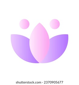 Lotus flat gradient two-color ui icon. Meditation sign. Inner calmness. Spiritual harmony. Simple filled pictogram. GUI, UX design for mobile application. Vector isolated RGB illustration