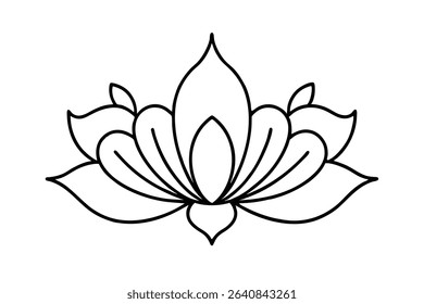 Lotus floral damask victorian vector line art