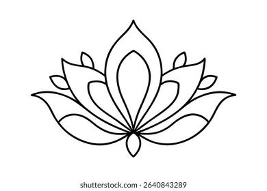 Lotus floral damask victorian vector line art