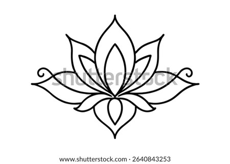Lotus floral damask victorian vector line art