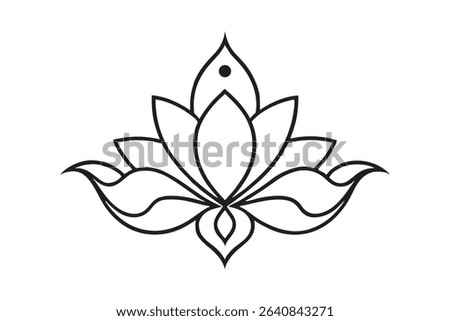 Lotus floral damask victorian vector line art