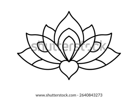 Lotus floral damask victorian vector line art
